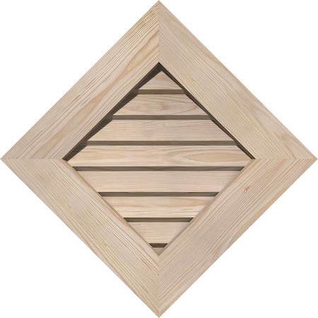 Ekena Millwork Diamond Gable Vent Unfinished, Non-Functional, Pine Gable Vent w/ Decorative Face Frame, 16"W x 16"H GVWDI16X1602SDUPI